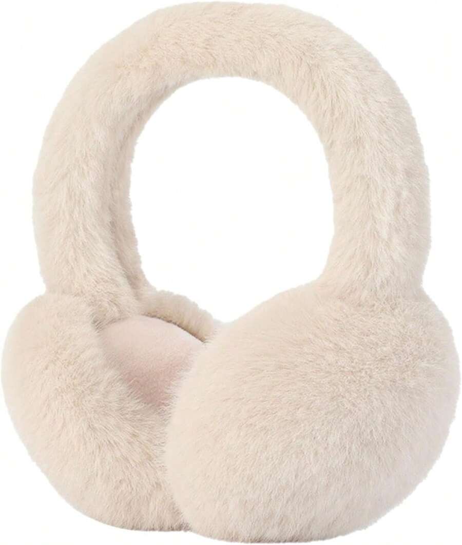 Ear Muffs Winter Women,Faux Fur Soft Foldable Fluffy Ear Warmers,Earmuffs Outdoor Cold Weather - Hồng - Xem 1