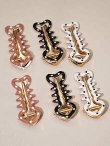 6 buc/set agrafe metalice cu buline și ulei în formă de os de pește, agrafe drăguțe cu breton, accesorii versatile pentru păr, cleme de aligator, cleme cu gheare, agrafă de păr, agrafe de păr - Multicolor - Vizualizare 4