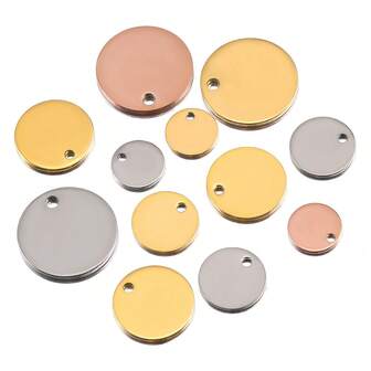 20 piezas de colgantes redondos en blanco de acero inoxidable, aptos para hacer joyas DIY como collares, pulseras, aretes, accesorios de llavero