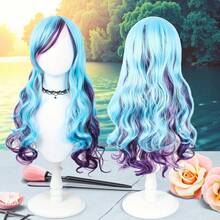 Tóc giả cosplay dài gợn sóng nhiều màu lấy cảm hứng từ Harajuku rực rỡ dành cho nữ có mái - Tóc tổng hợp chịu nhiệt, mũ lưới có thể điều chỉnh vừa vặn hoàn hảo, 71,12 cm - Nhiều màu - Xem 15