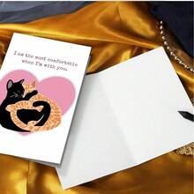 1pc Cute Cat In Tuxedo Heart Greeting Card, Funny Birthday, Anniversary, Valentine's Day, Wedding, Engagement Card With Envelope, "I Love You More Than A Cat", High-Quality Card With Envelope (12x17cm)/(4.72x6.7in) - Multicolor - View 4
