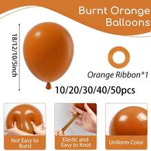 10/20/30/40/50个焦橙色气球，尺寸分别为18/12/10/5英寸，焦橙色乳胶气球，适用于秋季主题派对、新娘送礼会、婴儿送礼会、婚礼、毕业典礼、生日派对装饰。 - 焦橙色 - 查看 4