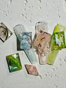 2件套美甲模具，宝石、钻石、心形、天鹅、蝴蝶造型3D美甲饰品DIY透明硅胶模具 - 無色 - 查看 4