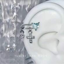 1 chiếc khuyên tai sụn hình trái tim, trang sức đơn giản và thời trang dành cho phụ nữ, thích hợp để đeo hàng ngày và dự tiệc - Nhiều màu - Xem 8