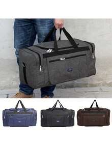 1pc Unisex Travel Tote Bag, Large Capacity Luggage Duffel Gym Bag, Weekend Overnight Bag Travel Bag Luggage Bag Duffle Bag Cabin Bag Weekend Bag Lightweight For Outdoor Holiday Essential Summer Travel Essentials - Black - View 3