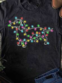 Dachshund Dogs Tree Christmas Sweater Xmas Gifts For Pet Dog T-Shirt - Gift For Dog Lovers - Funny Dog - Dachshund Lover - màu đen - Xem 1