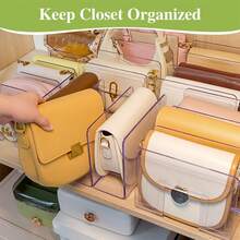 Transparent Wardrobe Storage Rack With Detachable Handbag Dividers, Suitable For Bedrooms, Bathrooms, Offices, Dormitories, Studies, Etc. Practical L-Shaped Book Divider Rack, Space-Saving. Car Storage Organizer With Drawer Racks. Used For Wardrobe Storage, Wardrobe Dividers For Storing Sweaters, Socks, Pants, Jeans, Underwear, Etc. Multifunctional Storage Baskets, Storage Racks, Book Organizers, Essential Items For Back-To-School Season. - Clear - View 3