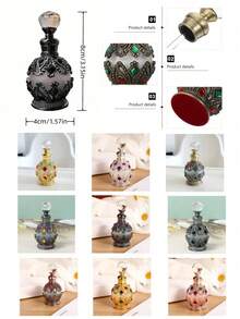 1pc 15ml Essential Oil Fragrance Bottle, High-End Aromatherapy Bottle, Crystal Bottle, Small Refillable Aromatherapy Bottle, Holiday Travel Oil Decanting Bottle, With Glass Dropper, Retro Dubai Style, Mother's Day Gift