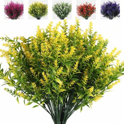 6/240PCS Artificial Flowers, Valentine's Day New Years Gifts Outdoor Fake Flowers For Decoration UV Resistant No Fade Faux Plastic Plants, Garden Porch Window Box Decor, Room Decor, Home Decor (White)