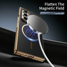 VIETAO 电镀设计无线磁吸充电手机壳，兼容三星 Galaxy Z Fold 7 6 5 4，碳纤维纹理手机壳 - 綠色 - 查看 4