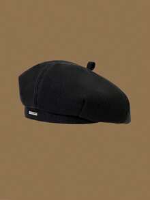 1顶纯色八角贝雷帽，画家帽，秋冬必备单品，装饰配饰，时尚款式 - 1pc - 查看 3