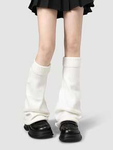 半双装纯色针织腿套，女士针织腿套，Y2K亚文化喇叭腿套，JK长款腿套，适合春秋季穿着 - 常規款 - 查看 3