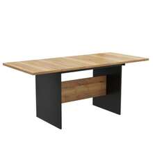 Extendable Dining Table 140/180*80cm, Suitable For 4-6 People, Wood Grain Rectangular Dining Table, Natural, Extendable Dining Table In Minimalist Style - Black + Dark Walnut - View 7
