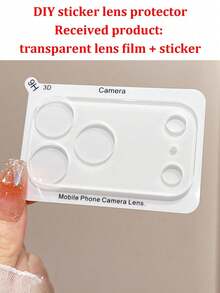 DIY Sticker Lens Protector Film, Cute Cartoon Cat & Dog Pattern, DIY Transparent Camera Sticker Protector, Compatible With IPhone 17 Pro Max, 17 Pro, 17 Air, 17, 16, 15, 14, 13 Pro Max, Tempered Glass Film - White Puppy - View 7