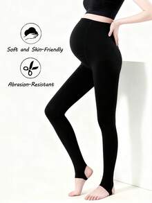 1pc Black Stirrup Tights - Elegant Office Wear, Suitable For Spring And Autumn