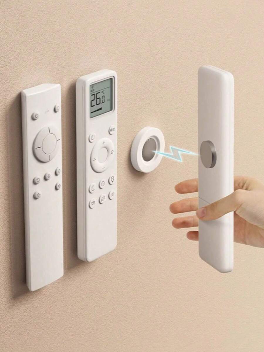 5个装磁性遥控器收纳架 - 遥控器整理器，悬浮式壁挂，免打孔安装，遥控器墙挂架，客厅墙面磁性收纳架，强力磁性挂钩，壁挂式磁性支架，遥控器