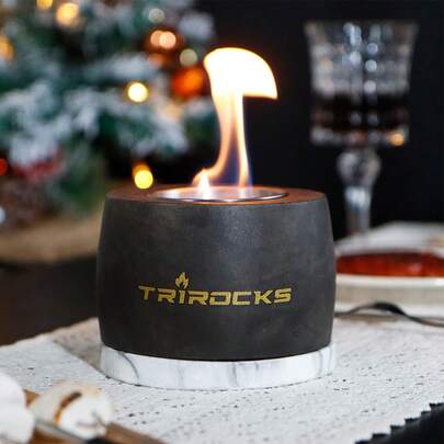 Dark Grey Concrete Fire Pit Mini Round Tabletop Fireplace Indoor Outdoor Decorative Fireplace Enjoy Gathering Time BEST Christmas Gift