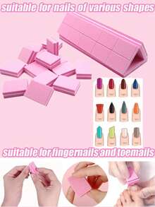 100pcs Nail Buffing Blocks, 100/180 Grit Mini Nail Buffers Sponge Double Sided Nail Files, Nail Care Tools For Acrylic Nails - Pink - View 5