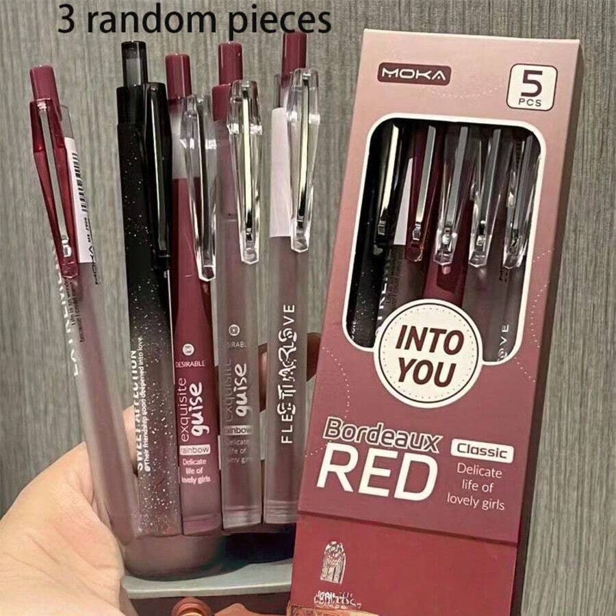 Retro High Cost-Effective Bordeaux Red 0.5mm Ballpoint Pen, Back To School Season, Stationery, Campus Style, Supplies, Personalized Gift, Cool Decoration, Art Supplies, School Supplies, Pen