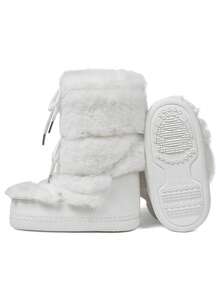 Women's Faux Fur Boots  Fuzzy Fluffy Furry Snow Boots Round Toe With Lace-Up Design Cute Warm Suitable For Christmas Halloween And Winter - trắng - Xem 8