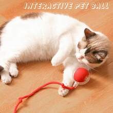 Inteligentes Brinquedos Para Gatos Bola De Rolamento Automática Cauda Falsa Recarregável Elétrico - Vermelho - Visão 4