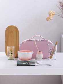 9件套便携式抹茶入门套装，抹茶搅拌器套装，抹茶冲泡套装，抹茶礼品套装（包含抹茶碗、竹制抹茶搅拌器、茶匙、搅拌器架、抹茶筛、茶杯、茶垫、茶盘），返乡礼物