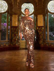 Faeriesty Đầm dạ hội dài thướt tha đính sequin sang trọng với đường xẻ cao – Chiếc đầm ôm sát lấp lánh dành cho thảm đỏ, các sự kiện trang trọng, tiệc tùng cao cấp và trang phục đón năm mới, đám cưới mùa xuân. - Rỉ Nâu - Xem 2