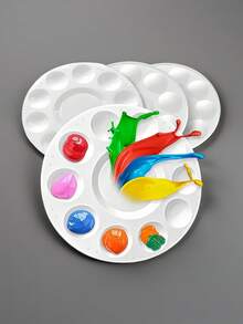 8pcs White Plastic Paint Tray Palettes, Watercolor Palette Painting Tray For Painting Party, DIY Craft And Art Painting - White - View 8