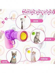 互动发射器猫玩具套装，包含1个发射器和100/50/30/20/10个毛绒球，适合室内猫。这款室内猫玩具专为活跃玩耍而设计，以趣味十足的运动为主题。它是一款运动型猫玩具，有助于增进主人与猫咪之间的爱与信任。颜色随机。 - 粉紅紫 - 查看 8