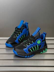 一双女士篮球鞋，舒适柔软，休闲运动鞋，多地形适用，四季皆宜，节日礼物，适合青少年和学生 - 黑藍綠 - 查看 7