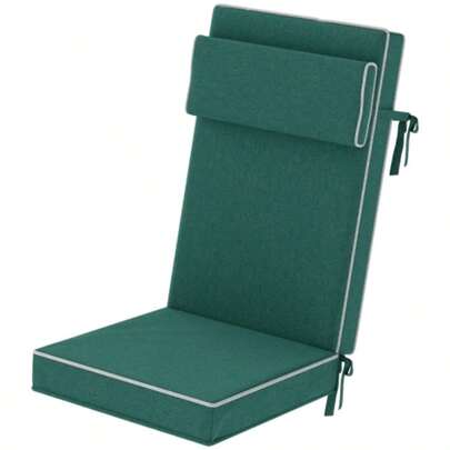 Outsunny Seat Cushion 120 X 47 X 9.5 Cm, Water-Repellent Chair Cushion With Ties, Headrest, UPF50+ Protection, For Indoor And Outdoor Use, Suitable For Folding Chairs And Dining Chairs, Green.