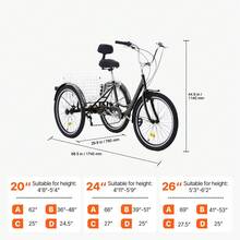 Triciclos para adultos, triciclos para adultos de 7 velocidades, bicicletas de tres ruedas de 24 pulgadas, bicicleta de crucero de acero al carbono con canasta y asiento ajustable, triciclos de compras para picnic para personas mayores, mujeres, hombres (negro) - Negro - Ver 2