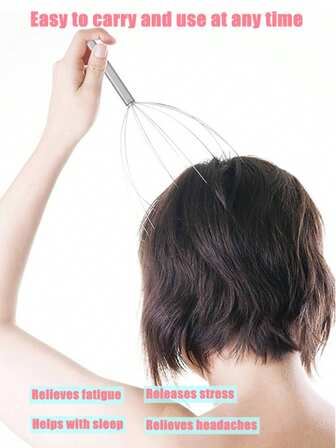 1 st silverfärgad bläckfiskmassageapparat för naturlig smärtlindring i nacke och kropp, tryckhårbottenverktyg för huvud- och nackehårbottendekompression, bläckfiskmassage för avslappning, 12 klor bläckfisk själsutvinning hårbottenmassageapparat huvud aktiva meridianer