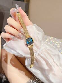 1pc Women's New Vintage French Style Gold-Tone Small Dial Wristwatch, Stainless Steel Strap, Suitable For Daily Wear, Formal Events, And Christmas Gift - Một cỡ - Xem 7