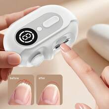 Smart Electric Nail Clipper, Multi-Function Electric Nail File With Anti-Pinch, Nail Polishing, Manicure Light And Nail File Features, Suitable For All Ages, Compact And Portable, Built-In 500mAh Battery, High-End Packaging, Ideal For Christmas, Halloween, New Year Gifts - White - View 2