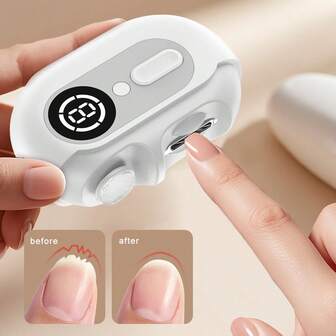 智能电动指甲钳，多功能电动指甲锉，具备防夹、抛光、美甲灯和指甲锉功能，适合所有年龄段，小巧便携，内置500mAh电池，高端包装，是圣诞节、万圣节、新年礼物的理想之选。