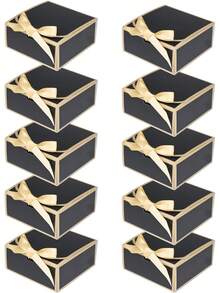 10pcs Black Edged Gift Boxes, 10.6 X 7.8 X 3.1 Inches (Approx. 27 X 20 X 8 Cm), Bridesmaid Proposal Boxes With Ribbon, Covered Gift Boxes For Mother's Day, Wedding, Birthday Party, Anniversary - Black - View 12