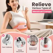 Hailicare Portable Wireless Heating Pad For Menstrual Cramp Relief, Electric Rapid Vibration Massage Belt, Abdominal Heating Wrap For Menstrual Pain Relief, 5 Temperature Levels, 4 Massage Modes, Type-C Charging - White - View 3