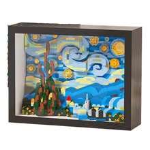 1000+ Pieces Famous Painting Pixel Art Building Blocks, With Frames, Van Gogh Starry Night, Kanagawa Wave, Sunflower Pixel Art Building Blocks Painting Toy Set, Living Room Home Decor, Creative DIY Wall Art Puzzle, Creative Gift - Multicolor - View 8