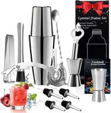 Shaker Cocktail: 13 Piezas Coctelera Kit - Juego de Cocteleria para Bar y Cocina, Cocteleras de Cóctel 700 ml, Kit Bartender, Cocktail Kit Profesional para Mezclar Bebidas, Hogar, Bar, Fiesta - 1 - Ver 1