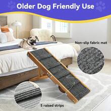 2025 Upgraded Dog Ramp For Couch Foldable Small Dog Ramp For Low Bed 4 Adjustable Height From 13'' To 21" Portable Stable Pet Steps With Non-Slip Pad Pet Ramps Use For Sofa Couch Stairs - Walnut - View 3