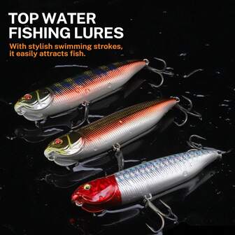 BILLINGS Top Water Fishing Lure,Bass Fishing Lures For Freshwater And Saltwater,Popper Fishing Lure With Treble Hooks,Realistic Hard Bait,Walker Lure For Pike,Musky,Striper,Speckled Trout