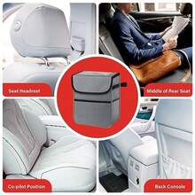 Simple Deluxe Bote de basura para coche con tapa y bolsillos de almacenamiento, cubeta de basura multiusos con correas ajustables, organizador plegable y portátil, 2 galones, gris(1 paquete Gris) - Multicolor - Ver 7
