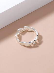 Nooxian 1枚时尚夜光天蓝色树枝戒指，夜光树叶戒指（需充电才能发光，不充电不会发光） - 銀色 - 查看 6