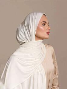 1件装女士加大码针织头巾，柔软纯色优质棉质针织发带，适合穆斯林日常佩戴，斋月和开斋节期间也可佩戴。