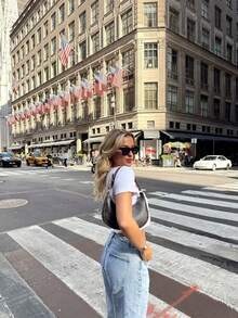 女士夏季上衣 - 白色短款T恤，印有“I ❤️ NY”字样 - 白色 - 查看 5