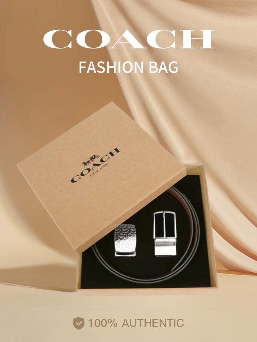 Coach Men's Dress Belt Stylish Belt Leather Comfort Click Perfect Companion To Men - Black - View 1