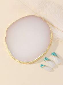 1 Resin Manicure Paint Palette (Golden Edge) + Pink Manicure Brush Set, All-In-One Manicure Supplies And Tools, Valentine's Day Essential | Designed For False Nails And Professional Manicures - Multicolor - View 4