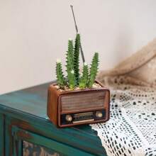 Jardinieră vintage în formă de radio, suport unic pentru plante în ghiveci multifuncțional, decor pentru casă din rășină artizanală - Multicolor - Vizualizare 3
