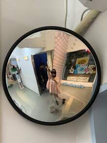 1 chiếc gương tròn lồi trang trí thanh lịch - Gương trang trí toàn thân bằng nhựa, thích hợp cho phòng khách và phòng ngủ, không cần điện, không lông vũ, gương treo tường nằm ngang. Lý tưởng để thử quần áo, trang trí phòng, quà tặng cho phụ nữ, quà Giáng sinh, gương treo tường, gương phòng ngủ. - Nhiều màu - Xem 2